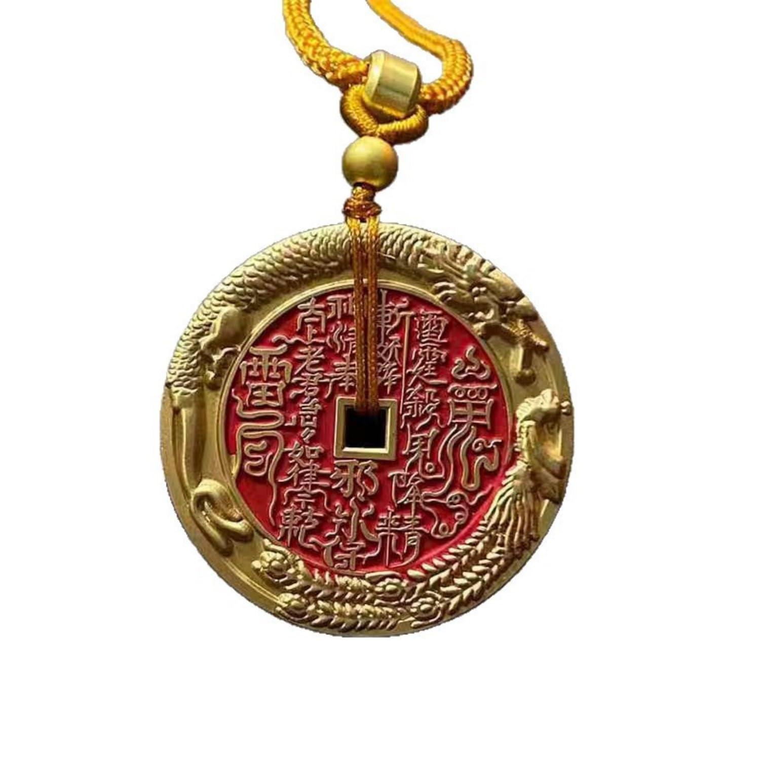 Amazon.com: JITUIHOM 黄铜山鬼花钱雷祖讳朱砂八卦龙凤呈祥铜钱