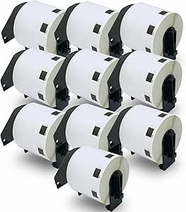 BETCKEY 10 Rotoli Etichette Continue Per Stampanti Brother - 62mm X 15.24m, Nero Su Bianco - Foto 6