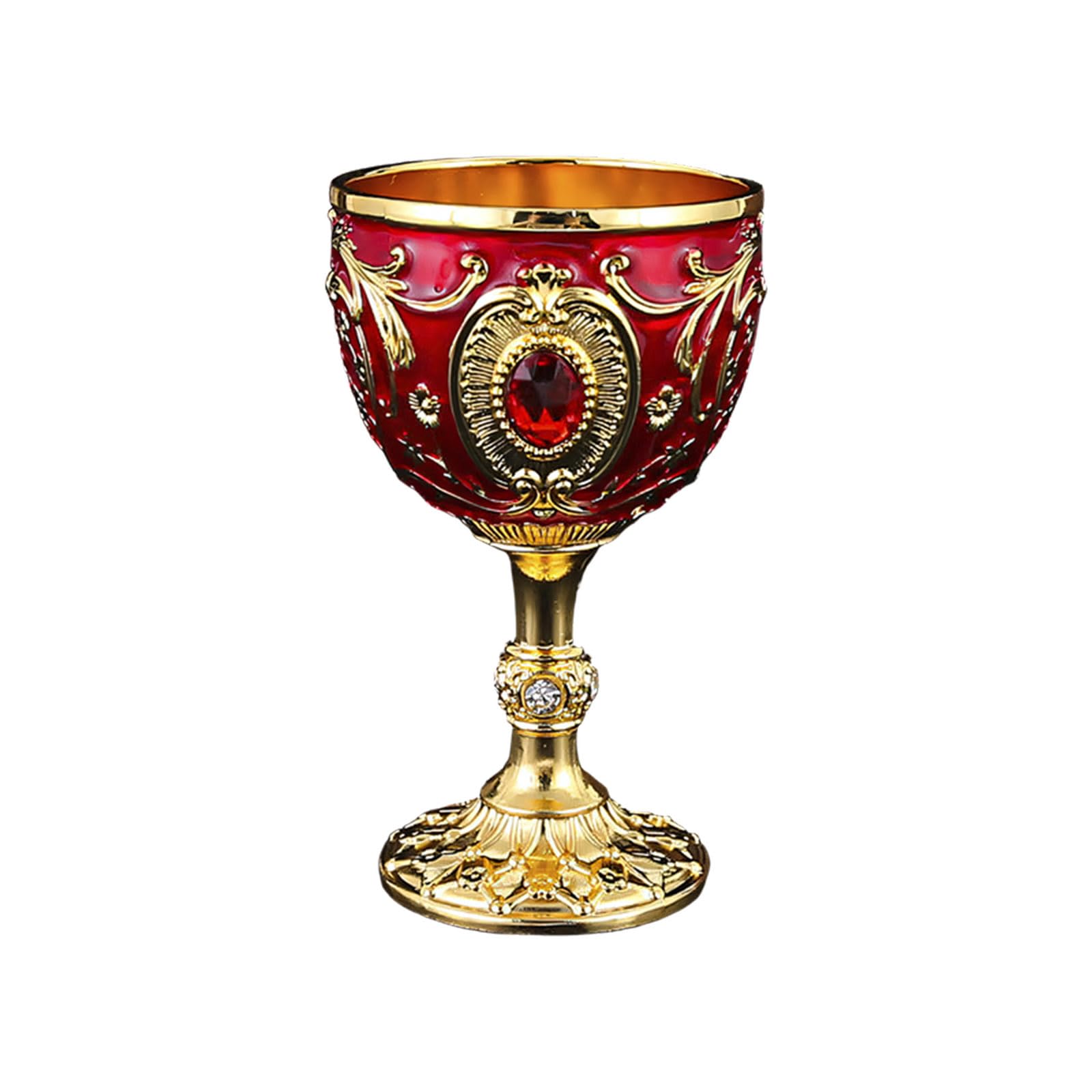 Nvoqilin Red Luxurious 100Ml Antique Inspi Wine Cup Alloy Perfect For Pubs And Gatherings Sturdy Alloy Wine Glass