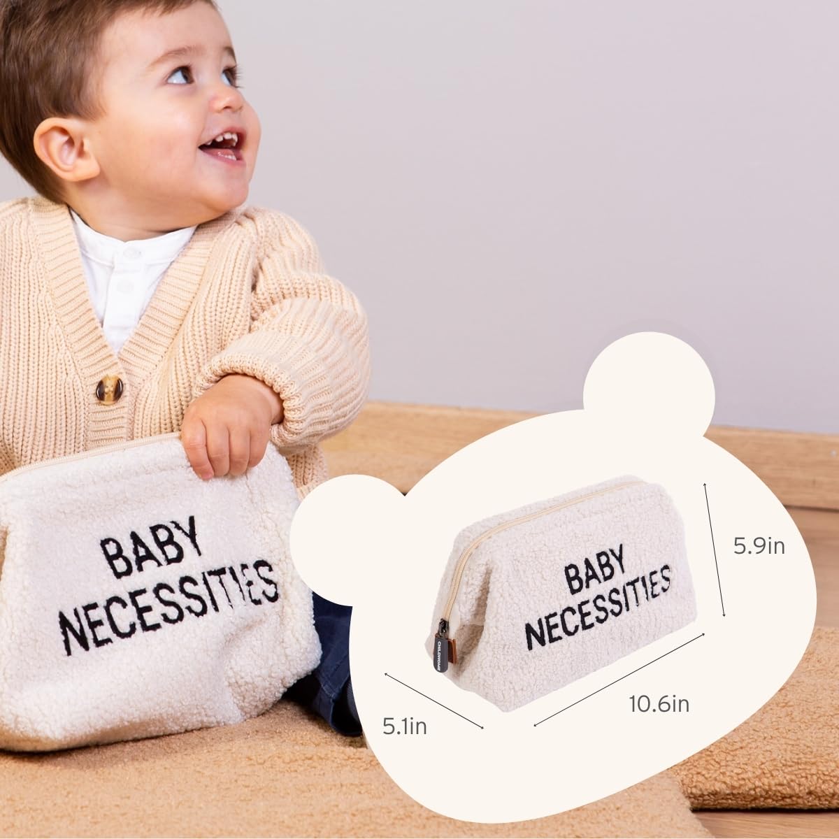 CHILDHOME Astuccio da toilette per neonato teddy beige idrorepellente