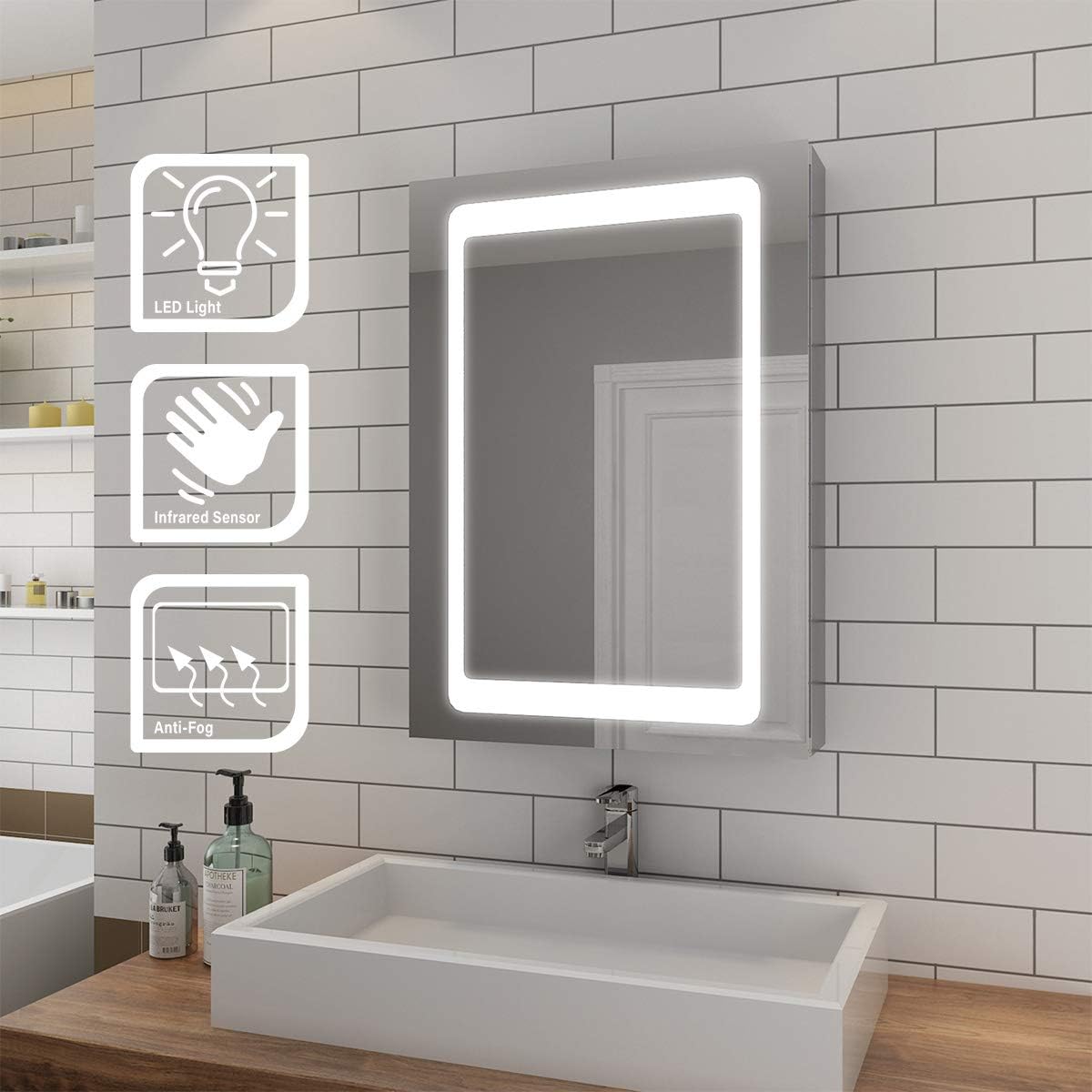 ELEGANT Illuminated LED Bathroom Mirror with Adjustable Glass