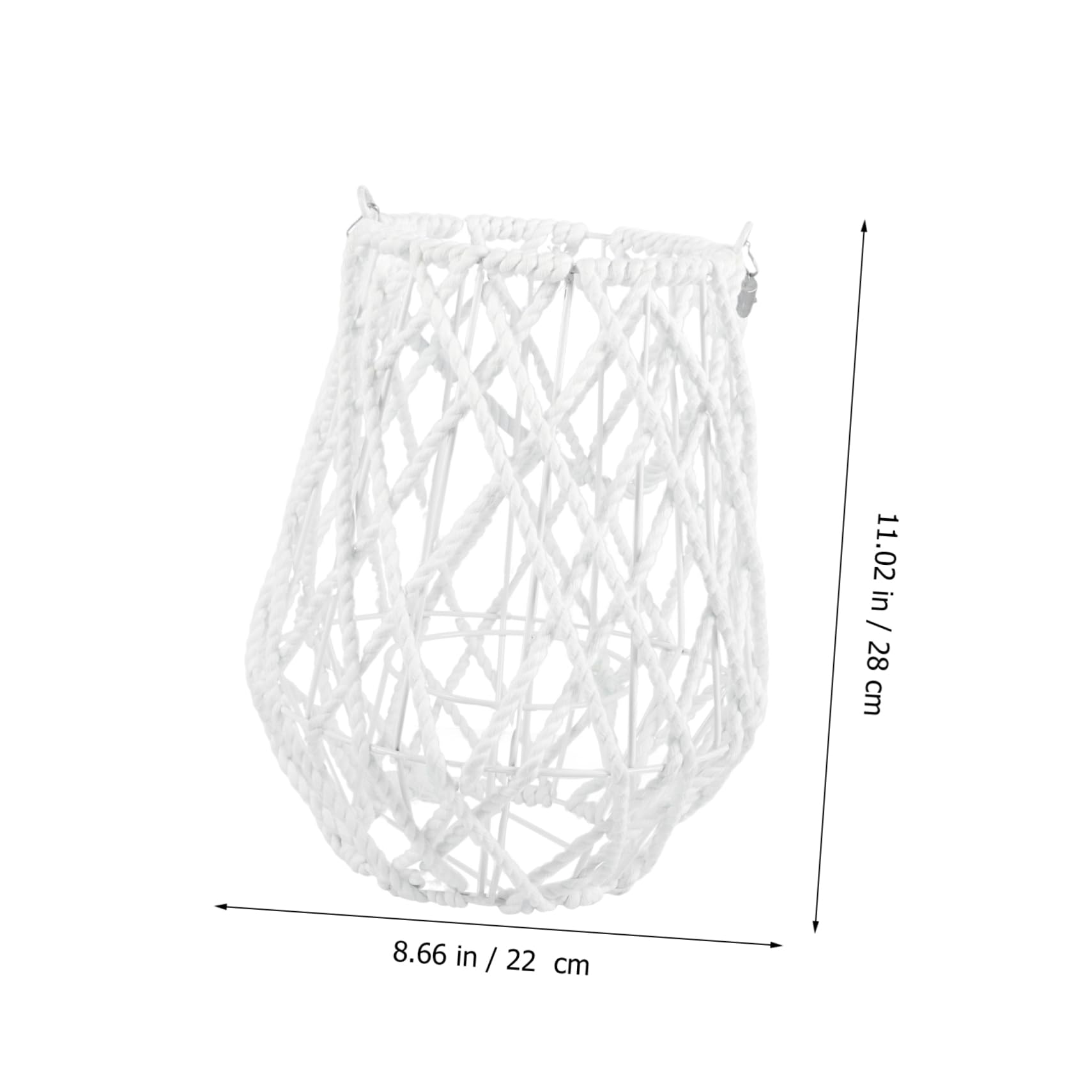 Candelabro de Linterna Tejida, Portavelas Geométrico de Hierro y Hilo de Algodón, Decoración para Jardín y Salón, Blanco