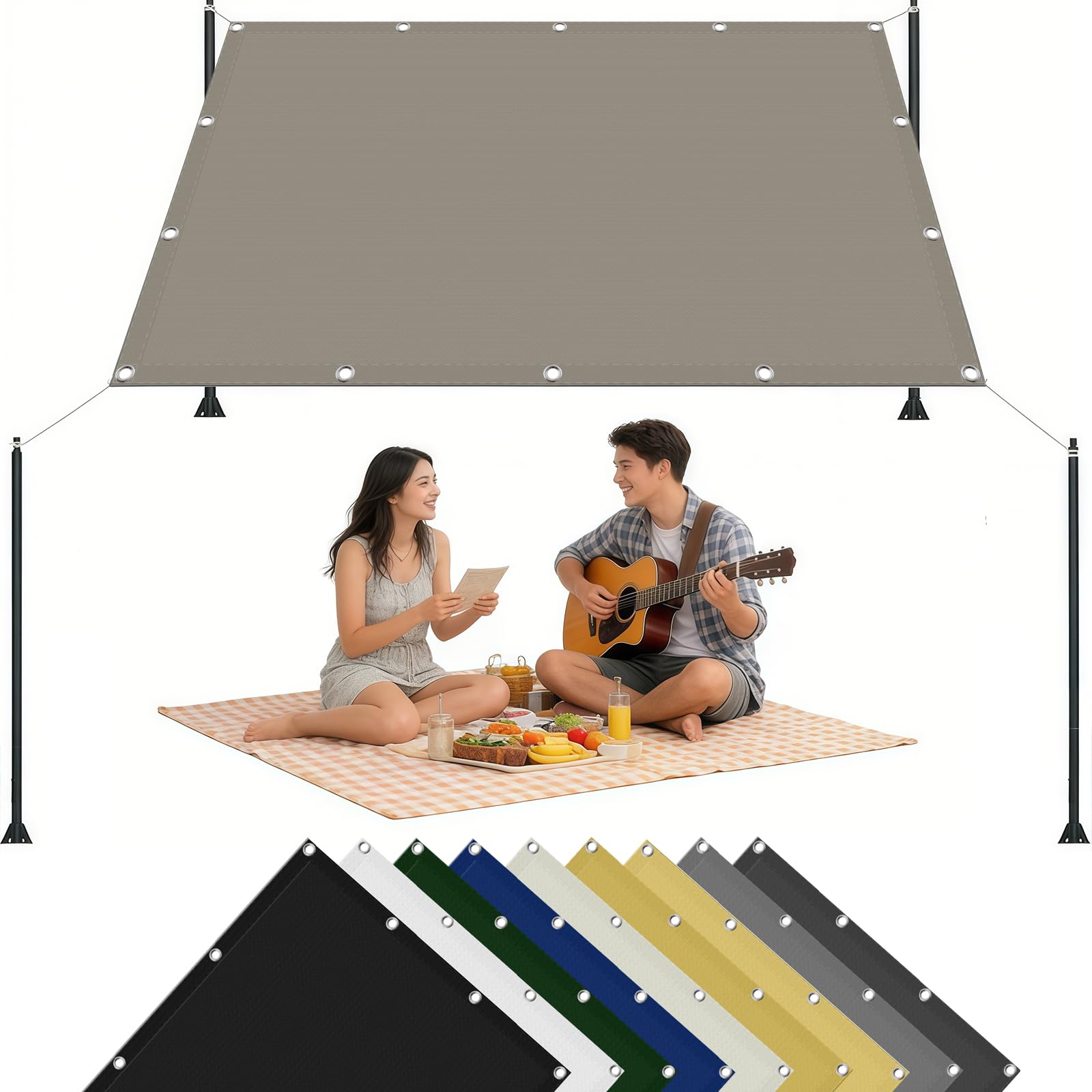 Voile d'ombrage imperméable anti-déchirure 260x490 cm pour retrouver le plaisir du jardin en été