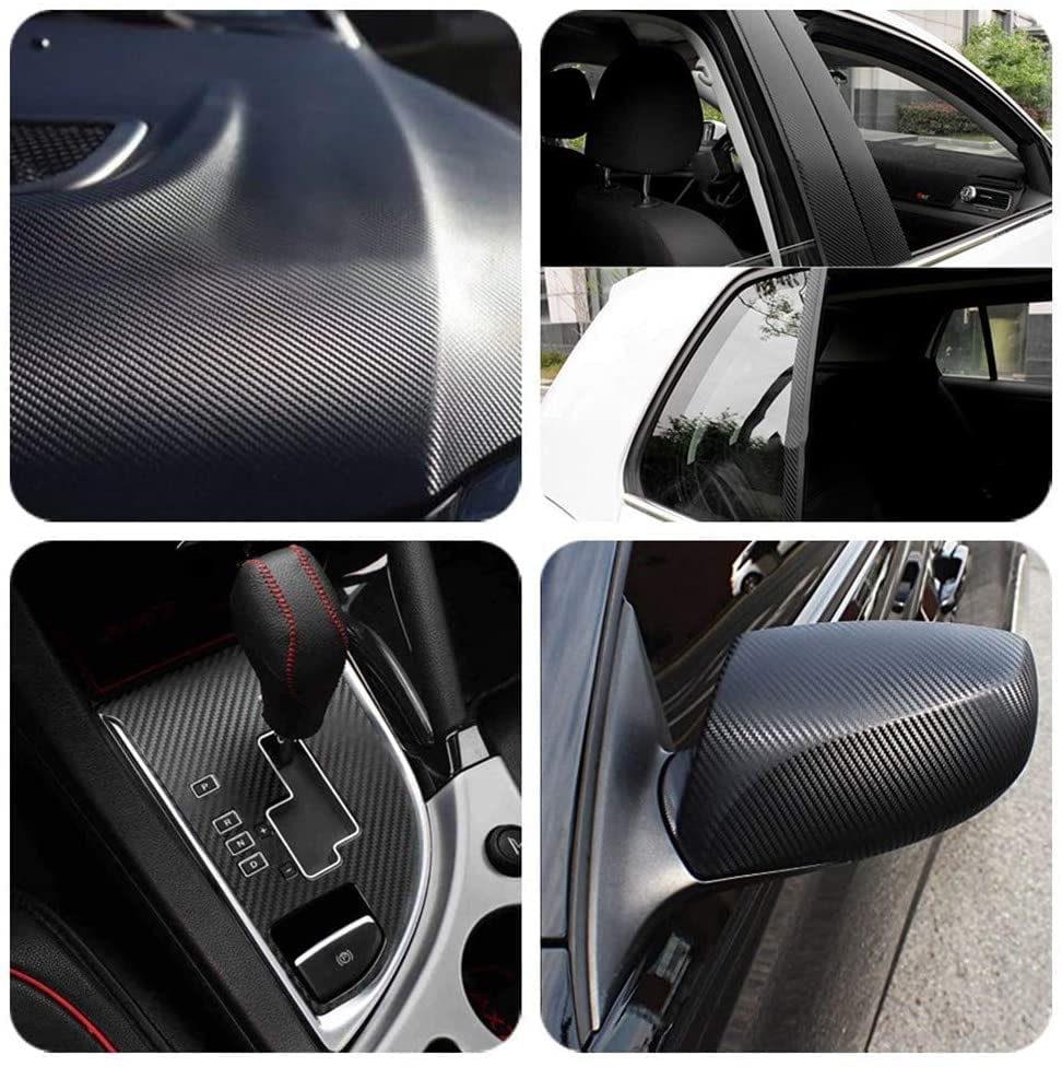 Image of Black Vinyl Car Wrap Waterproof Self Adhesive Film Air Release Technology Vinyl car Wrapping Sheet (18 x 550 Inch, Black 3D)