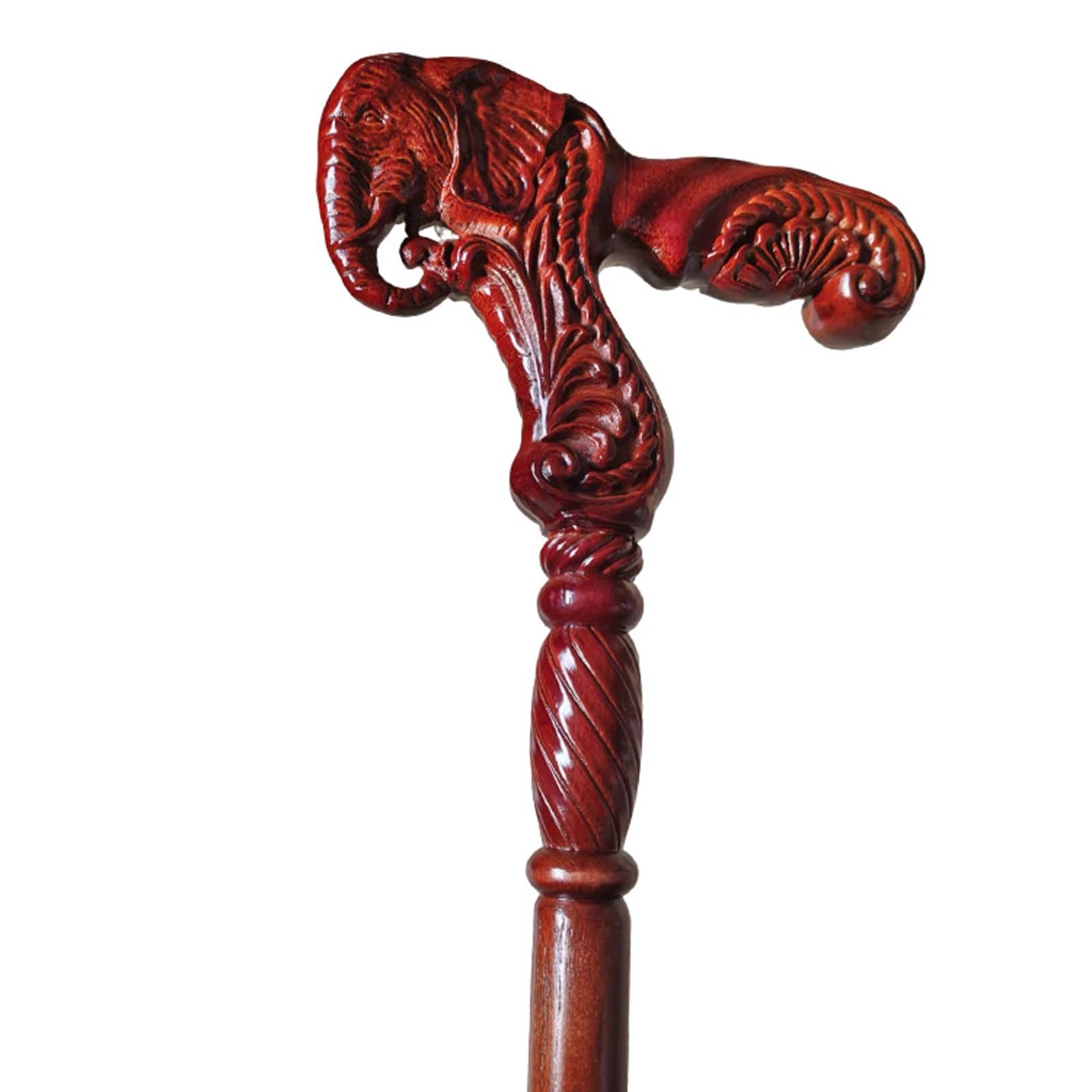 Bastón de Caminar Madera Roja con Cabeza Elefante Tallada A Mano – Ornato pour Hombres y Mujeres Ancianos, Decorativo pour La Colección