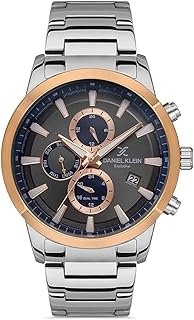 ساعة يد للرجال من دانيال كلاين، حركة كوارتز، شاشة بعقارب انالوج، سوار معدني بلون فضي - موديل DK.1.13289-3