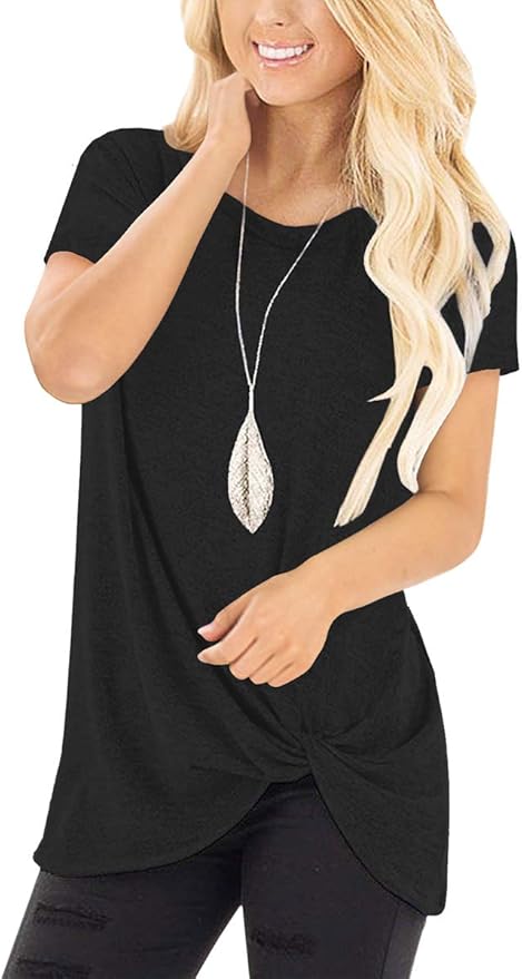 SAMPEEL Women's Casual Shirts Twist Knot Tunics Tops 60% Polyester, 35% Rayon, 5% Spandex