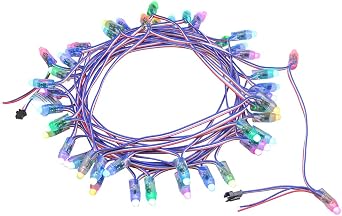 ALITOVE DC12V 50pcs WS2811 RGB LED Pixels String Lights Addressable Programmable Lights 12mm Diffused Round LED Bullet Pixels Waterproof IP68 for DIY Halloween Christmas Wedding Party Wall Decoration