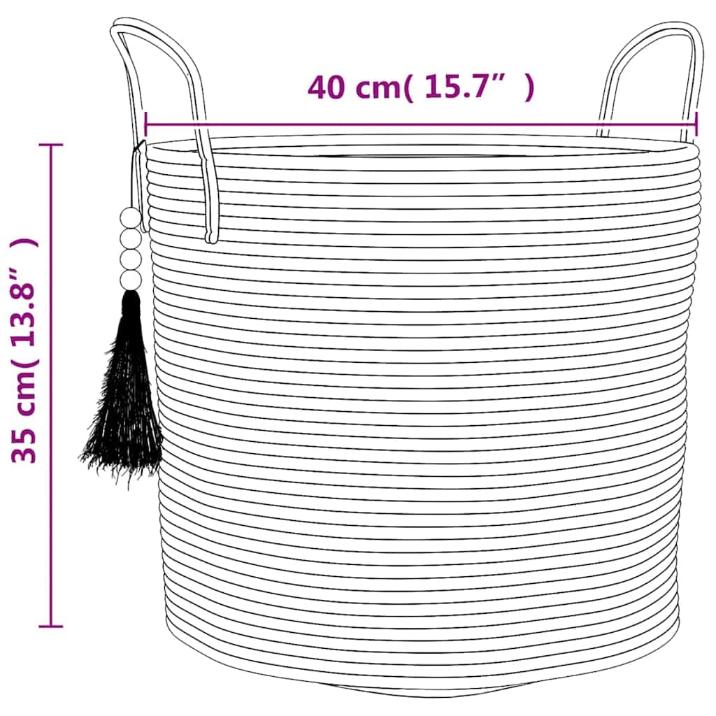 Kosz do przechowywania Bawełna Brązowy Biały 40x35 cm | Składane z uchwytami, Ręcznie plecione, Na ubrania zabawkowe koce, Zalecane pranie ręczne