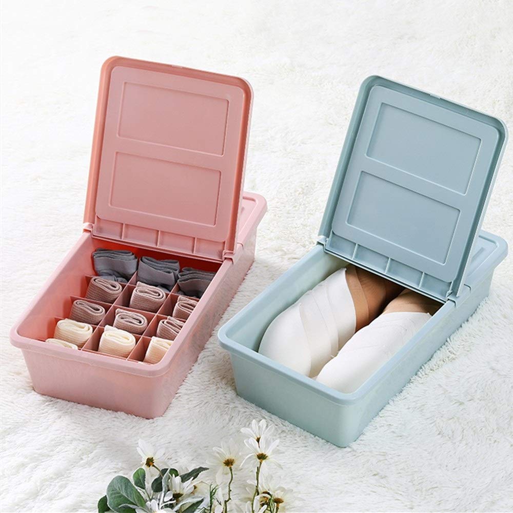 Juego de cajas de almacenamiento para ropa interior, organizador de compartimentos para ropa interior, brasieres, calcetines, cajas de plástico para acabado de cajones para una organización ordenada