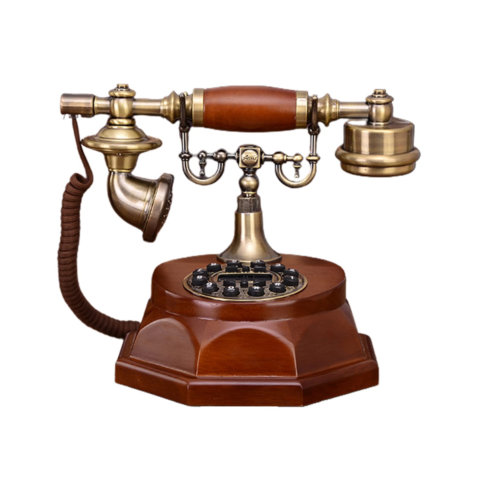 レトロ電話 クラシックスタイル 木製 レトロなコード付き電話