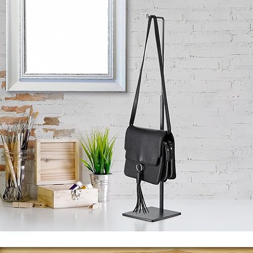 Miniatura 6 de Elitnus Soporte para bolsa de gancho colgante - Juego de 2 soportes de exhibición de bolso negro de altura ajustable
