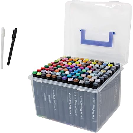 Amazon Gorix ゴリックス マーカーペン 1色セット 油性 2種類のペン先 太字 細字 Gg 1 ポップ 塗り絵 イラスト作成 画材 アート 収納ケース付き 油性 文房具 オフィス用品