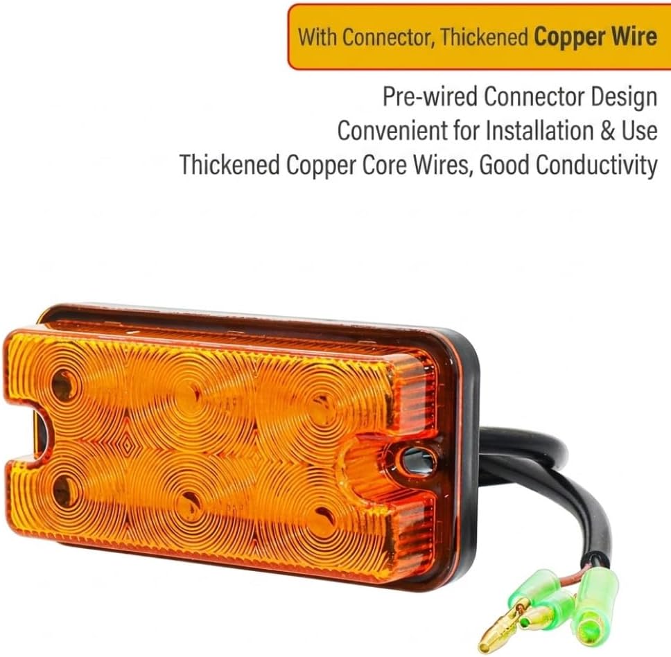 2Pcs 12V-80V LED Forklift Turn Signal Lights Amber Marker Lamps | Waterproof ABS PC clearance indicator & hazard warning lamps for commercial truck, trailer, tractor & electric cart.