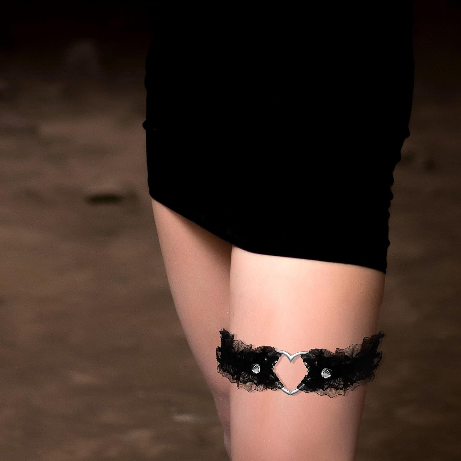 2 PCS Pink Garter, Lace Thigh Garter Thigh Belt for Women, Adjustable Heart Leg Garters Elastic Plus Size - Image 5