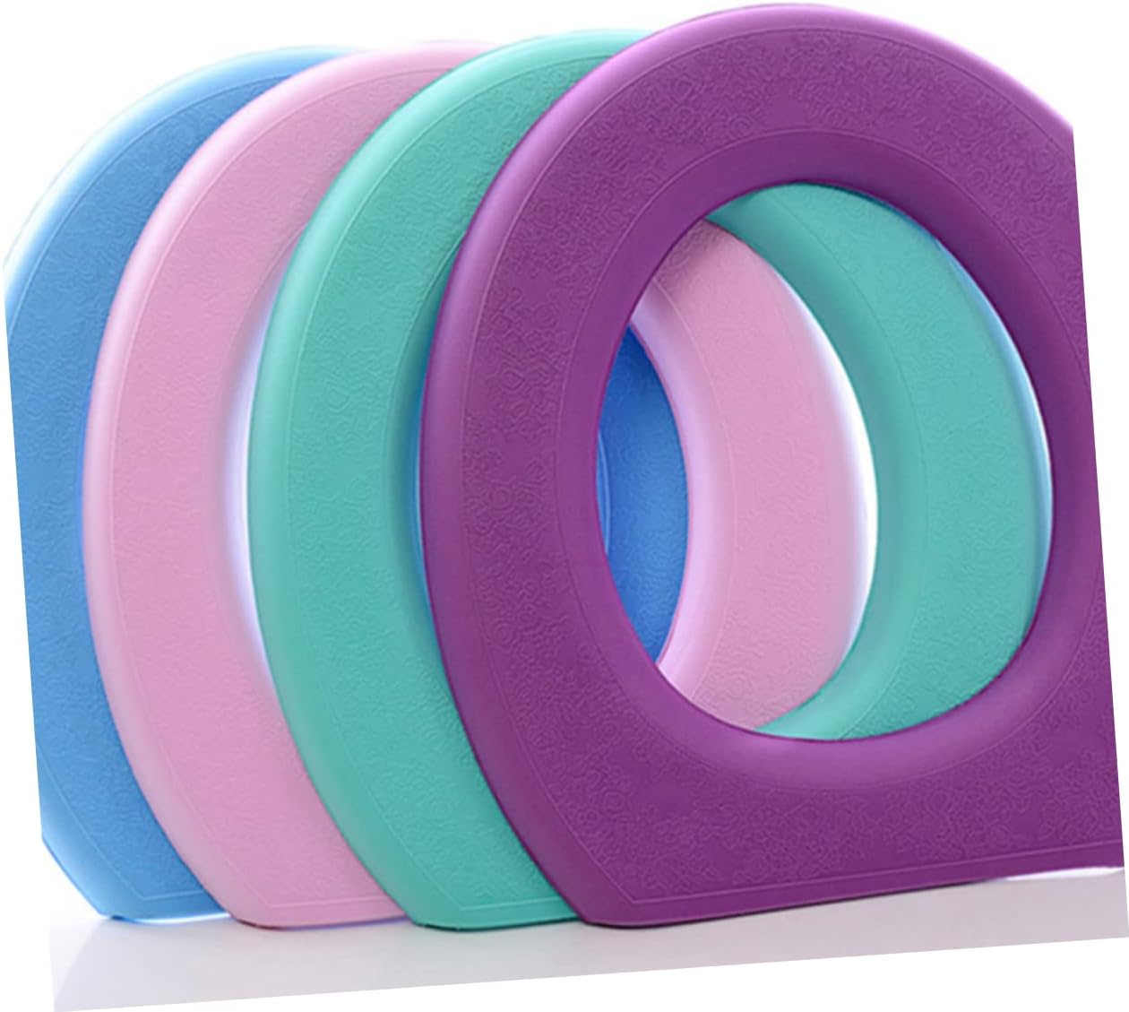 OUNONA 2pcs Thick EVA Waterproof O-Shaped Toilet Seat Cover Pads Washable Sticky Toilet Mat for Home Bathroom Colorful Seat Protector