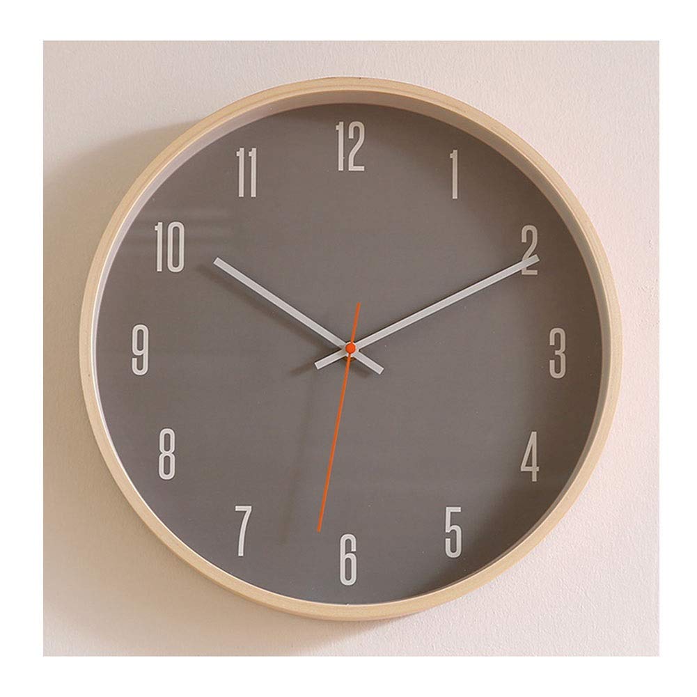 *Modern Wall Clock Wall Clocks AA Battery Operated Silent Non Ticking Simple Nordic Decorative for Living Room Bedroom Kitchen Woood Frame *Mute (Color : B)