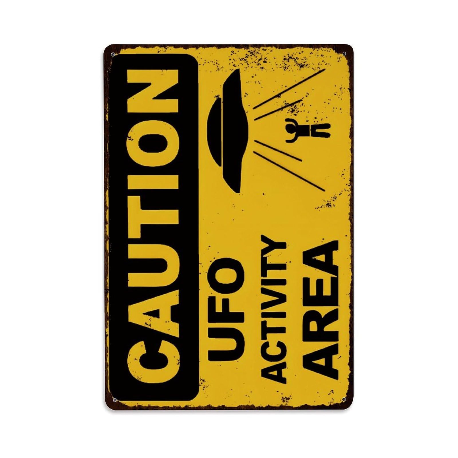 Caution UFO Activity Area Funny Warning Sign Vintage Aluminium Metal Sign, Retro Wall Decor for Home, Bar, Garage & Farmhouse 30x20cm