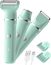 Rasierer Damen,3-In-1 Intimrasierer für Frauen,Gesichtshaarentferner für Frauen,Damenrasierer Elektrisch für Beine, Arme, Achseln und Bikinizone,Wiederaufladbarer Ipx7 Wasserdicht Trimmer Damen, Grün