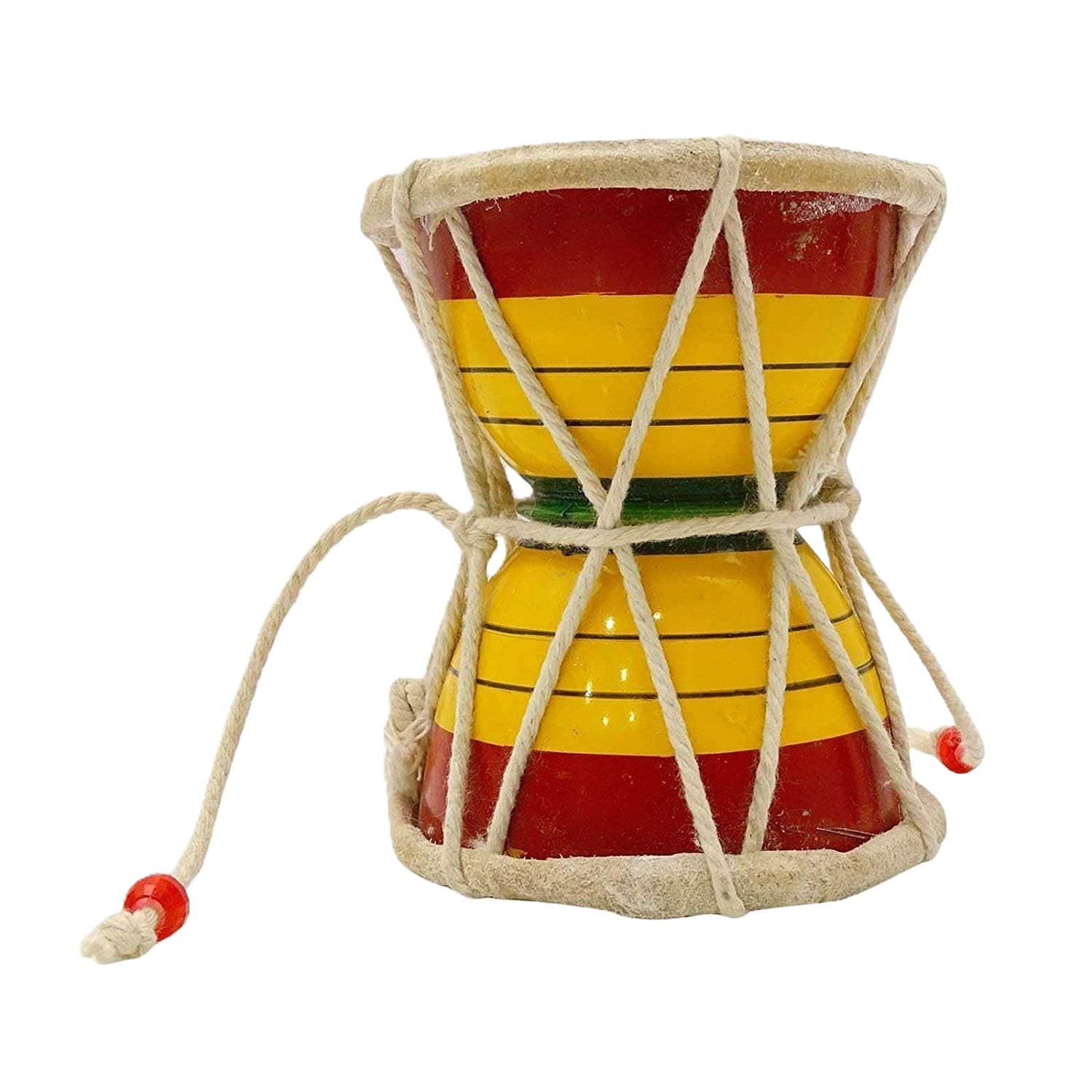 4 Inch Wooden Damru Pack of 1 for Shiv Puja Temple Priest Use Mahadev Bhajan Large Shiva Hand Drum Traditional Religious Musical Instrument for Hindu Festival Mandir Worship India-picture-10