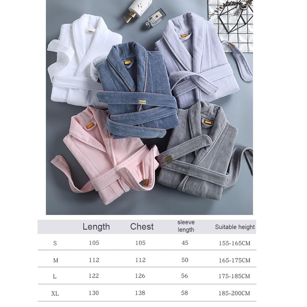 LEIYTFE Albornoz De Algodón para Hotel, Albornoz De Rizo Albornoz 100% Algodón para Hotel SPA, Albornoz Ligero para Hombre Kimono Sleepwear(Blauw,L)
