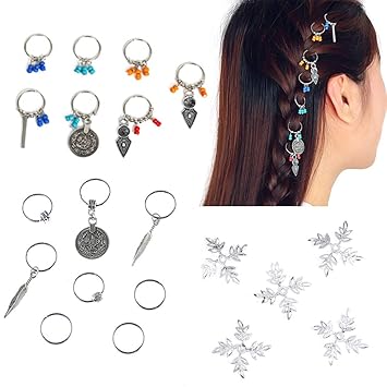 20 Pcs Hair Decoration Hair Braid DIY Accessories Pieces Dreadlocks Metal Apply to Girls Woman Hair Ornament Valentines Multiple Styles