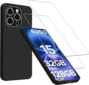 KZIOACSH Case for DOOGEE Note 58 Pro/DOOGEE Note 58, Flexible Ultra Slim Drop Protection Anti-Scratch Rugged Silky-Soft Touch Shockproof Anti-Fingerprint TPU Bumper Cover with 2 Tempered Glass Black