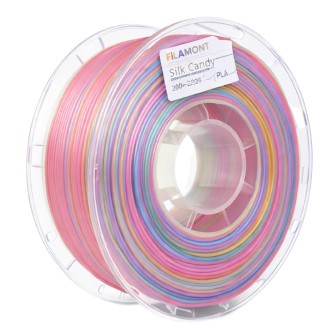 FiLAMONT PLA Silk Filament 1.75mm, 3D Printer Filament, Shiny Silk 1.75 PLA Filament, 1kg(2.2Lbs)/Spool (Silk Candy Rainbow)-image-45