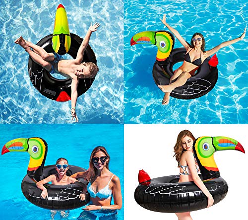 Geefuun Tropical Toucan Inflatable Pool Float Ride On Beach Swimming Ring - Hawaiian Luau Themed Water Toys Party Supplies For Kids Adults #TOP6
