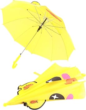 Kid Umbrella, Lovely Cartoon Animal Umbrella, Cute Appearance Curved Handle Girls Umbrella, Kids Folding Umbrella, Compact Durable Umbrella for Toddlers, Girls and Boys(Yellow)