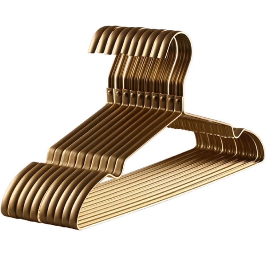 10 Uds Percha Para Abrigos Estante De Secado De Aleación De Aluminio Perchas Antideslizantes Estantes Organizadores Ahorradores De Espacio Para Vestido Toalla Traje Pantalones Para Sudadera(Gold)