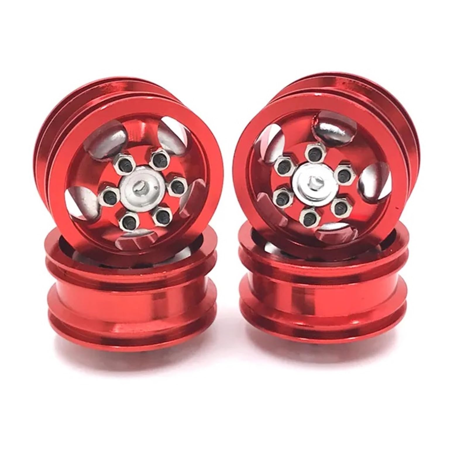 RC Autoteile Für HengLong Für FeiYu Für JJRC Für WPL C14 C24 C34 C44 B14 B24 B16 B36 4WD RC Auto Reifen Räder RC Gummireifen Metall Radnabe Dekoration RC Autoteile(Red)