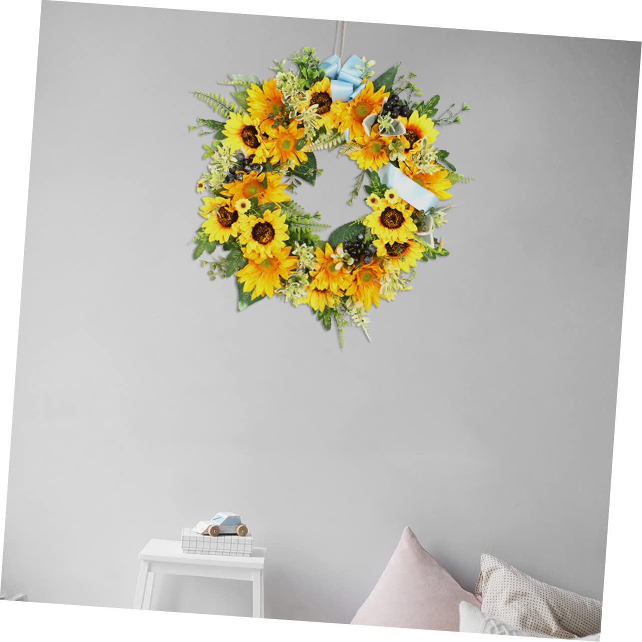 ULTECHNOVO Couronne de Tournesols Artificiels, Guirlande Décorative 1 Pièce