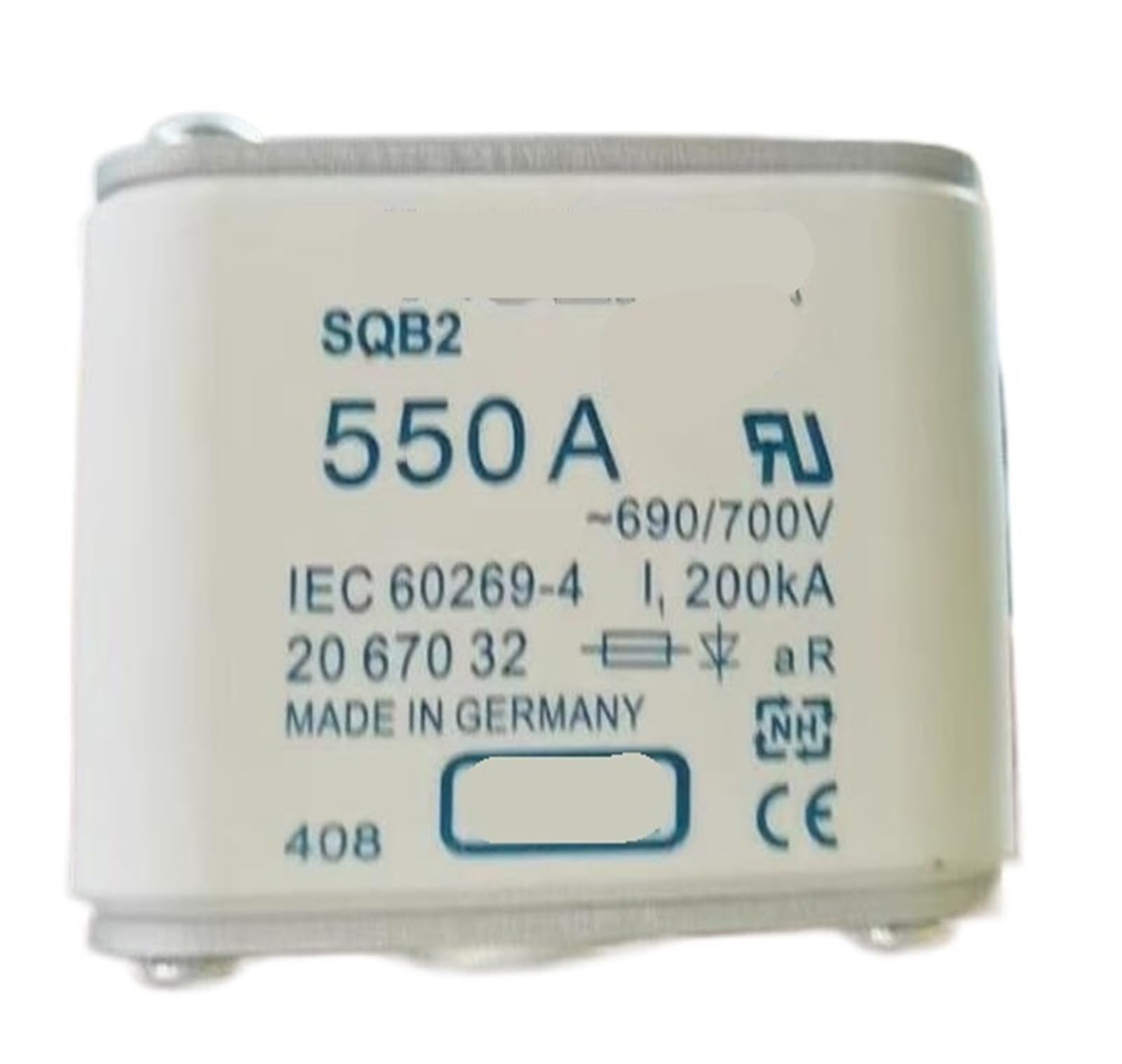 Fusible SQB2 550A cartouche protection surintensité réseau électrique