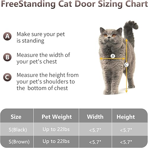 Miniatura 6 de FreeStanding Puerta para gatos con llaves magnéticas, puerta interior y exterior mejorada para mascotas con 2 llaves de detección automática, 4