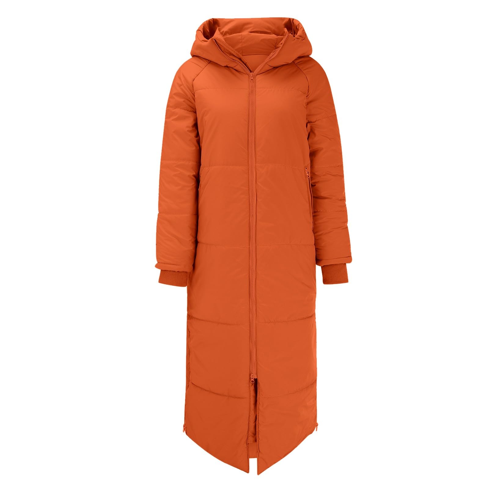Abrigo de plumas para mujer, largo de invierno, chaqueta acolchada ligera con capucha, chaqueta con capucha con cremallera, abrigo acolchado grueso, chaqueta de invierno, abrigo de entretiempo, abrigo