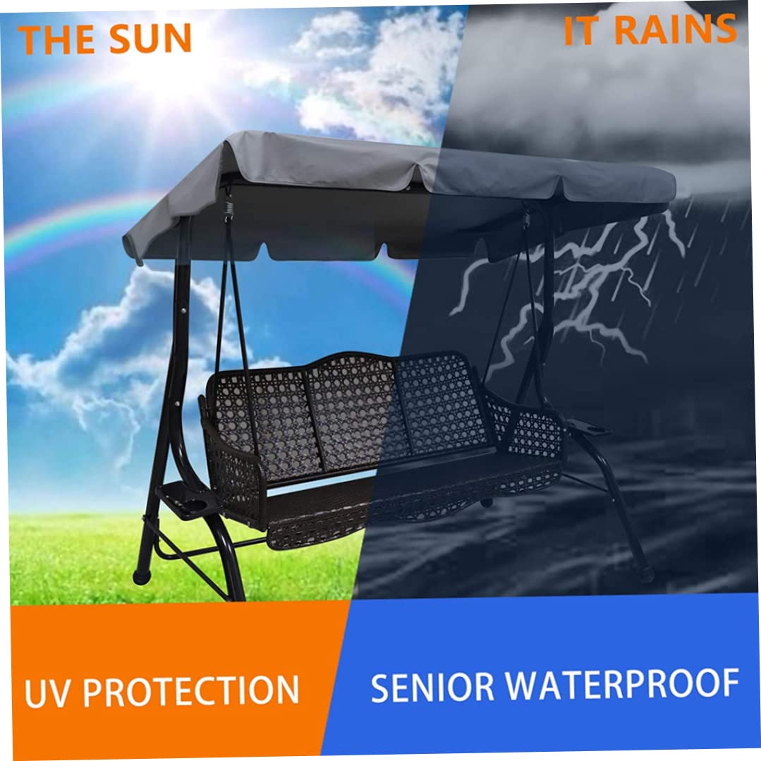 Swing Chair Canopy Replacement 3 Seater Garden Swing Seat Canopy Cover Garden Hammock Cover Waterproof Rip Proof Replacement Canopy for Garden Swing Grey, Small Furniture Sets