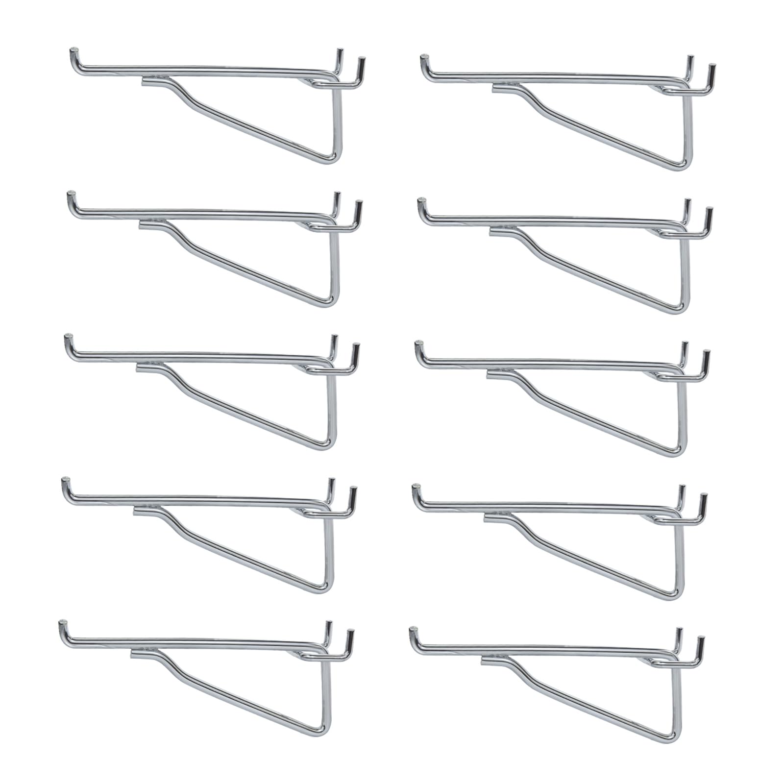 G.CORE Pegboard Shelf Hooks, 10-Pack 6" Silver Peg Board Brackets, 1/4" Peg Board Organizer Accessories, Peg Hooks Assortment Various Tools Storage Arrange System for Garage Craft Workshop Workbench