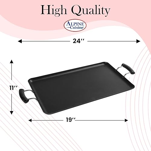 Miniatura 3 de Alpine Cuisine Sartén de aluminio de 19 x 11 pulgadas  Revestimiento antiadherente y resistente al calor  Plancha de estufa de gas para utensilios