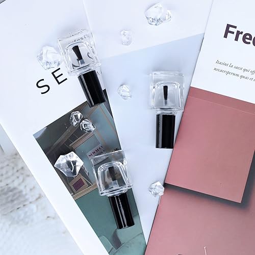 Miniatura 5 de Agidea 6 botellas vacías de esmalte de uñas con embudo, botellas de esmalte de uñas vacías rectangulares de vidrio con cepillo y bolas mezcladoras,