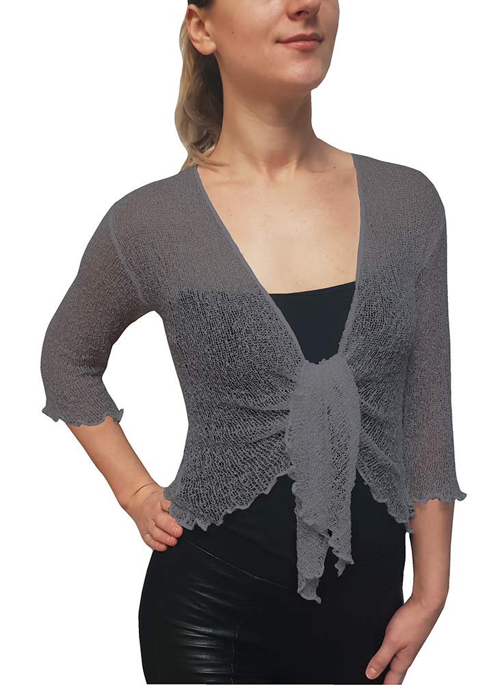 Buy Mimosa Ladies Crochet Glitter or Plain Stretch Lace Fish Net Bali Tie  at Waist Bolero Shrug Open Cardigan Online at desertcartNGA
