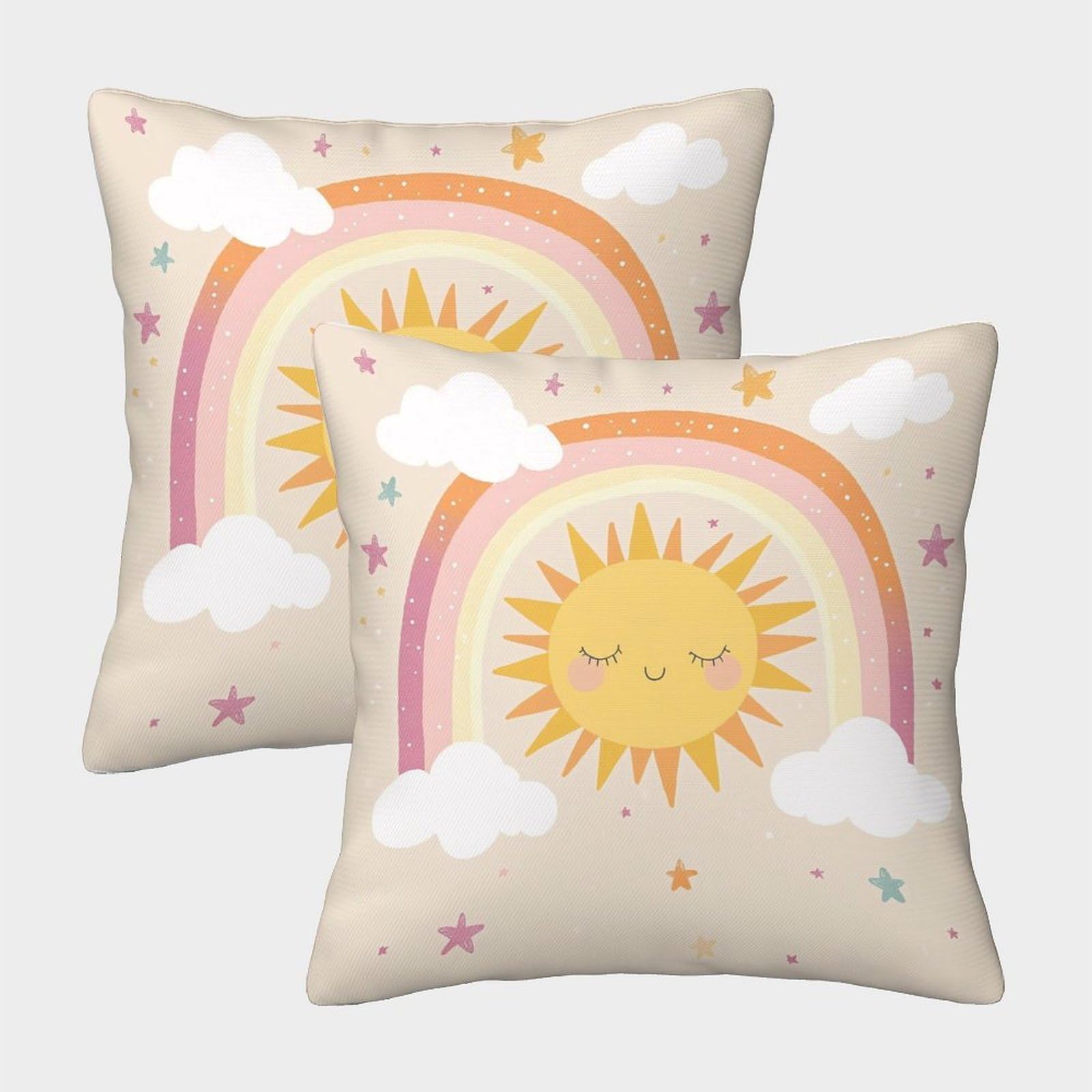 QFVANSIYO Cute Rainbow Sun 3D Printed Microfiber Pillowcase Bedroom Decor Soft Breathable Rainbow Sun Pillow Cover for Home Bedroom 50x50cm