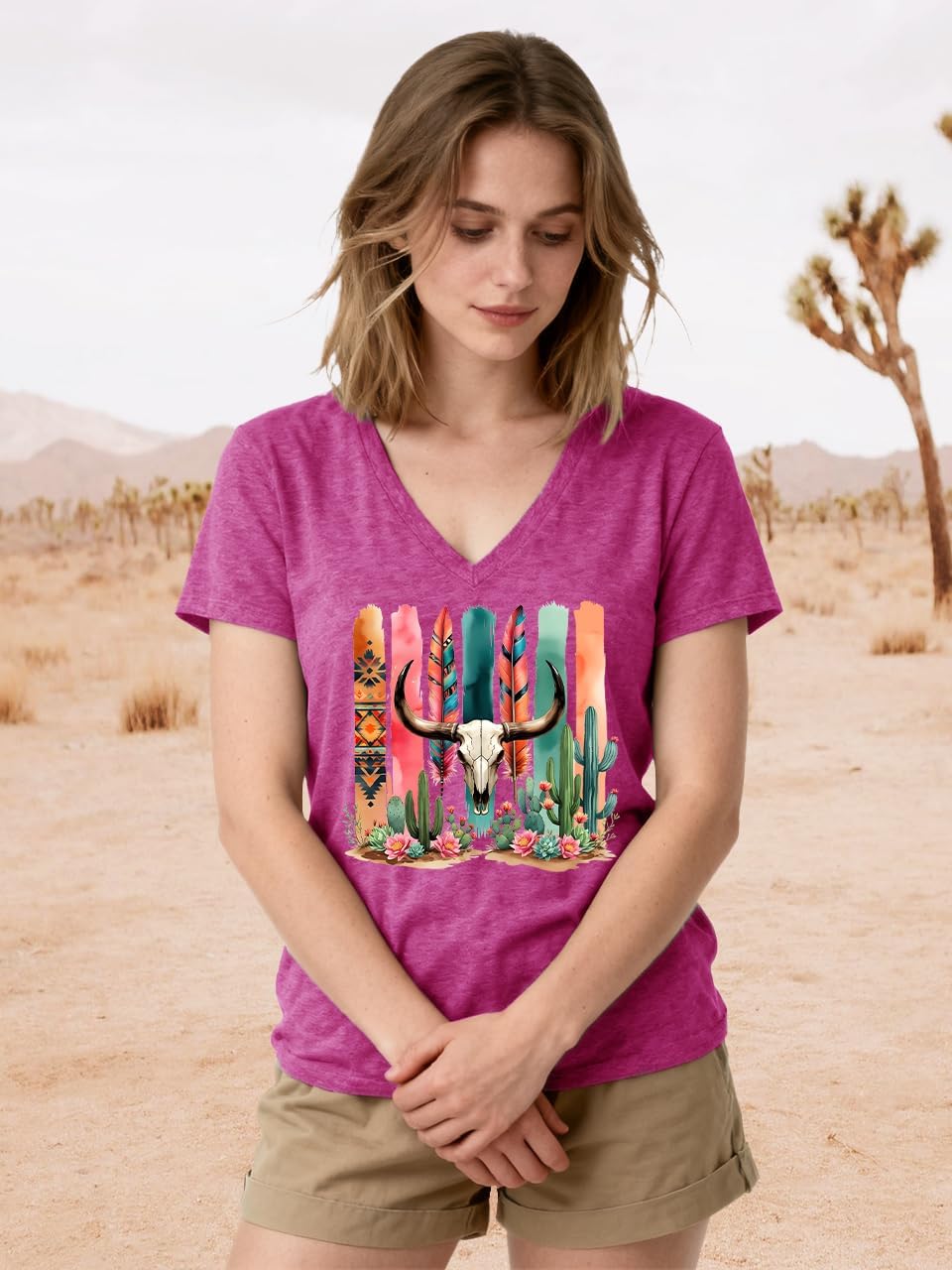 Cowgirl Shirts for Women Vintage Western Rodeo Graphic Tee Short Sleeve Tops Western Cow Skul Tee - Image 4