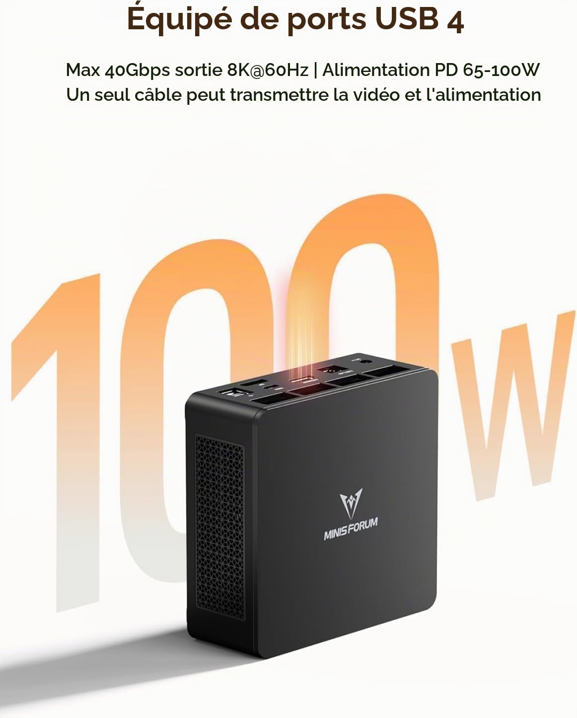MINIS FORUM UM690L Mini PC Portable, AMD Ryzen 9 6900HX (8 cœurs/16 Threads, jusqu'à 4,9 GHz), 16 Go LPDDR5 et SSD PCIe 4.0 de 512 Go, DP/HDMI 2.1/USB4, 4 x USB A, Wi-FI 6E/BT 5.2
