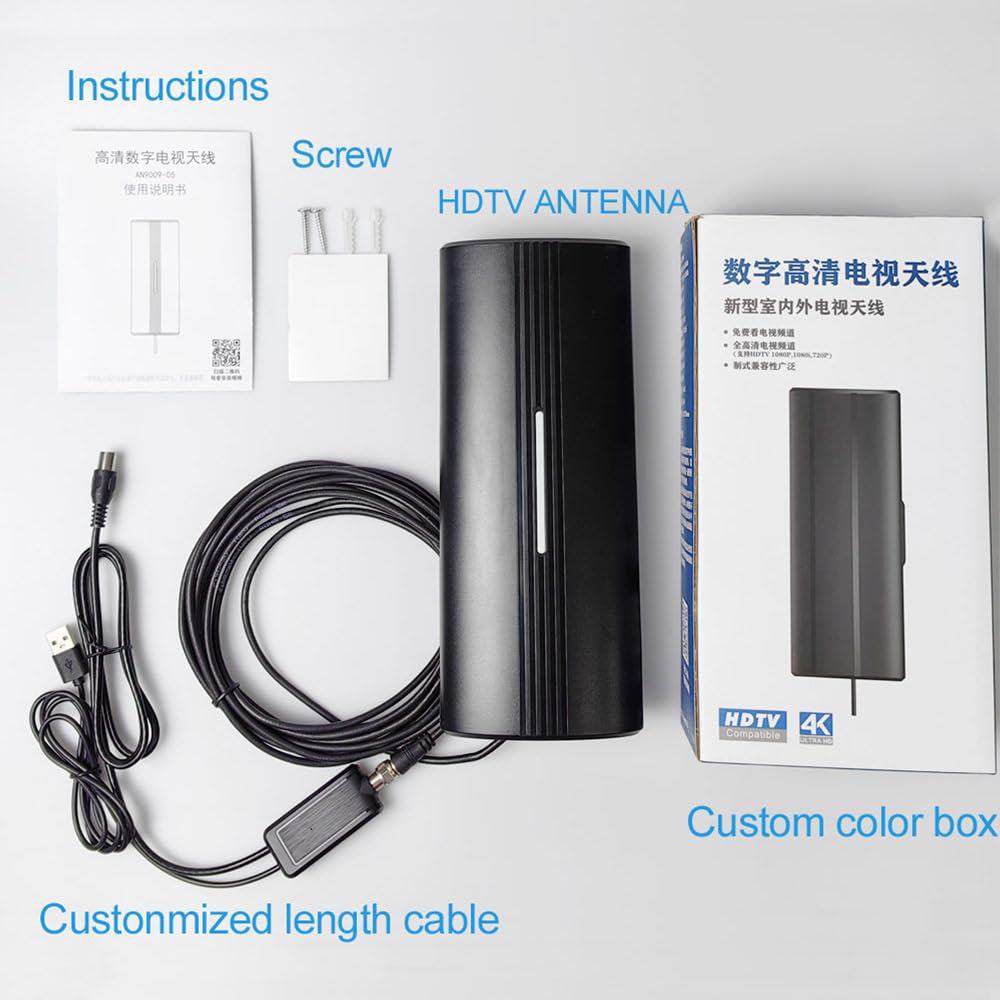 Antenna TV – Antenna TV digitale per interni con segnale forte, portata UK 466+ miglia, antenna Smart TV, supporto esterno radio VHF/UHF/DAB/4K/1080P (C)