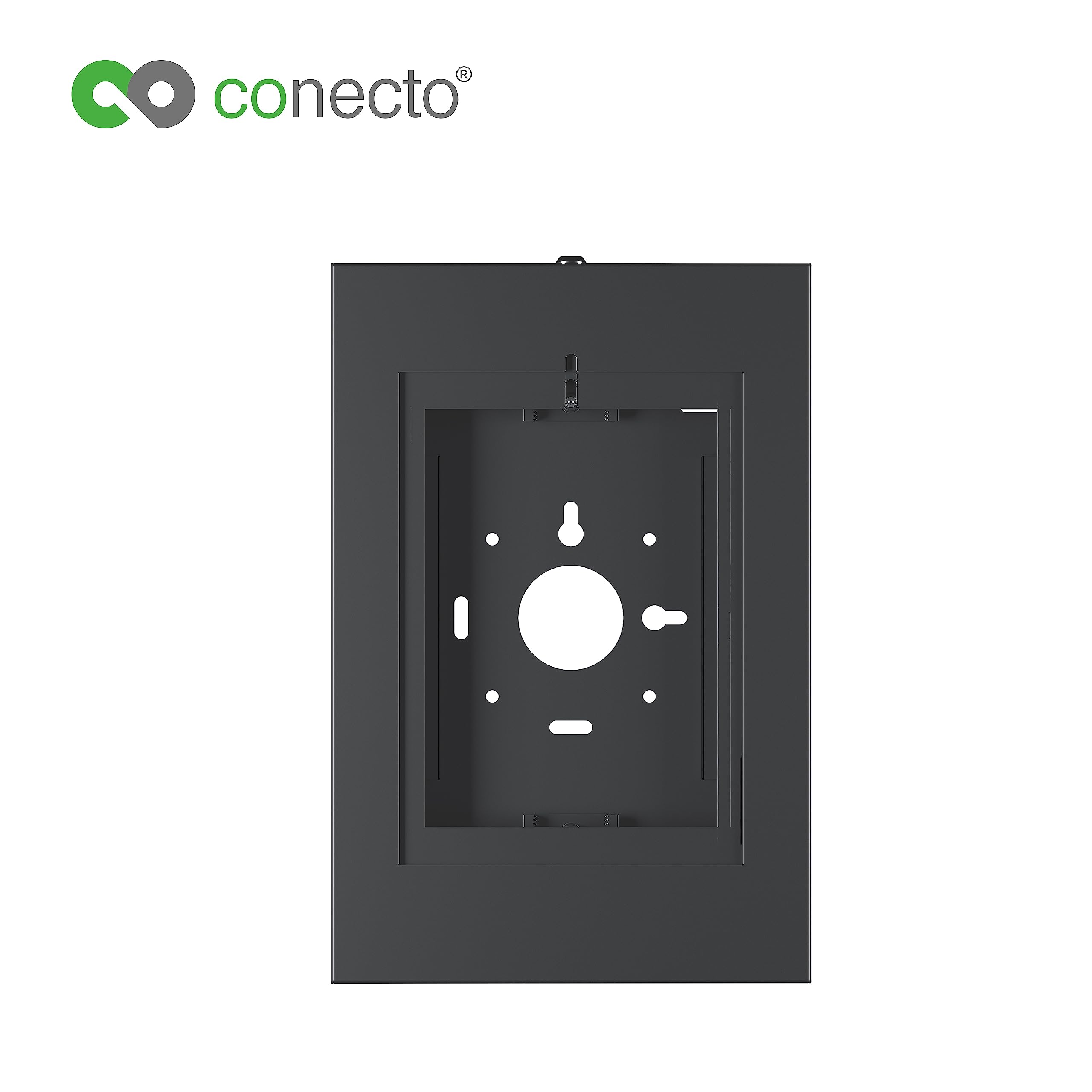 conecto Soporte de Pared para Tablet, Carcasa de Acero para Tab A 10.1 (2019)/ Tab A7/ S6 Lite 10.4/10.5"/11 y iPad 5/6/7/8/9/ iPad Air 9.7"/ 10.5"/10.9" / iPad Air 9.7"/10.5"/11, Negro