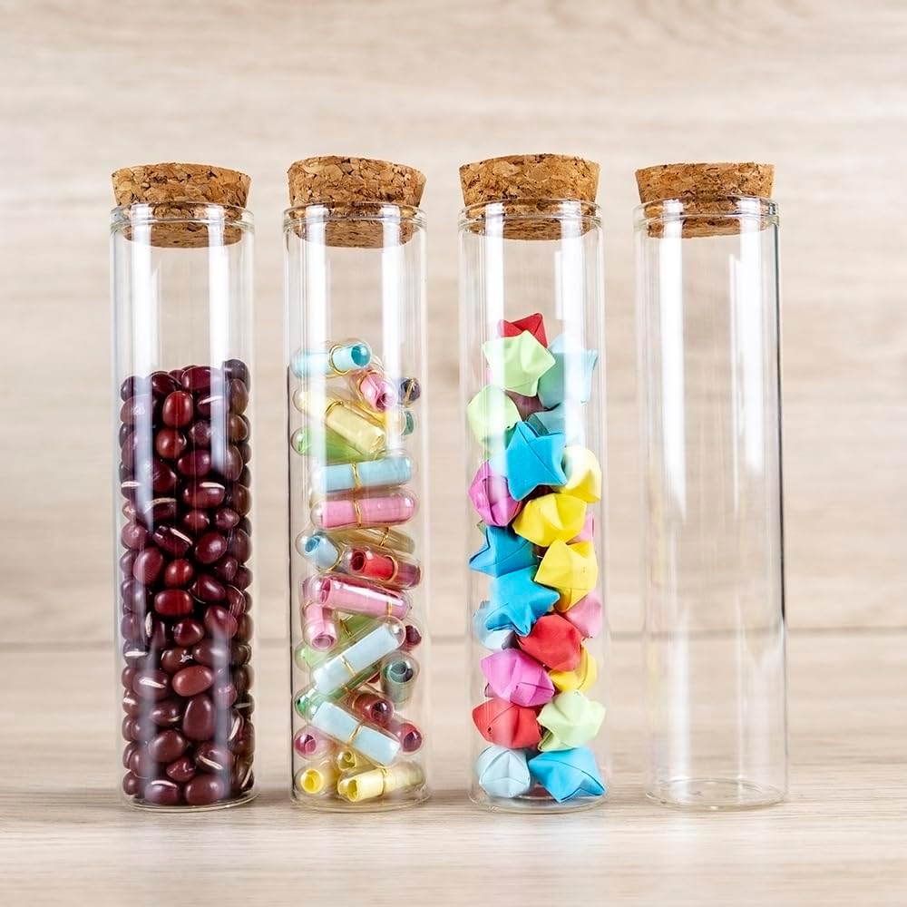 30x100mm 50ml Glass Bottles Vials Jars Test Tube With Cork Stopper Empty Glass Transparent Clear Bottles 50pcs (50, 50ml-30x100mm)