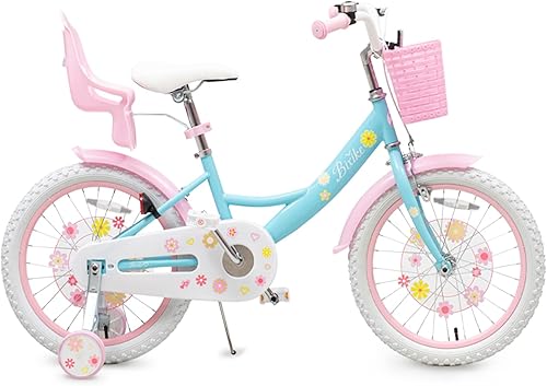 Miniatura 3 de Girls Bike with Basket for Toddlers and Kids Aged 3-14 Years Old, 12 14 16 18 Inch with Training Wheels & Doll Seat, 20 Inch with Kickstand & Rear