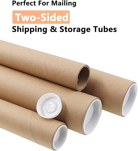 Miniatura 6 de Tubo de correo con tapa, tubo de póster de papel kraft resistente, tubo de cartón redondo para envío, tubo de póster de envío duro, tubo de póster