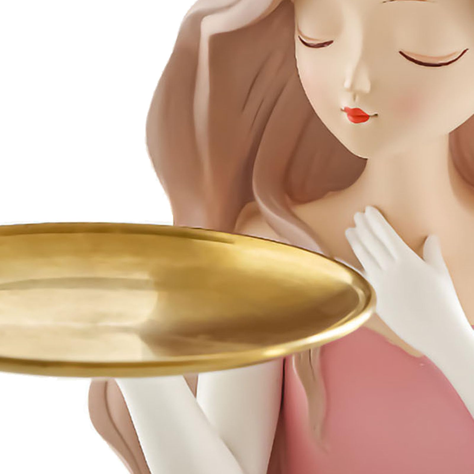 Bandeja de escultura de niña de resina para joyas y llaves en sala de estar